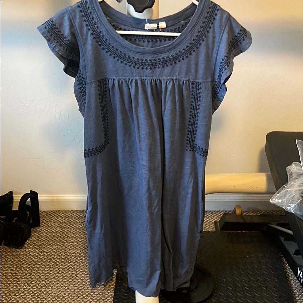 Blue Embroidered Women's Top